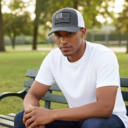 SA132 - Southern Addiction Charcoal/White Barbed Wire Flag Cap