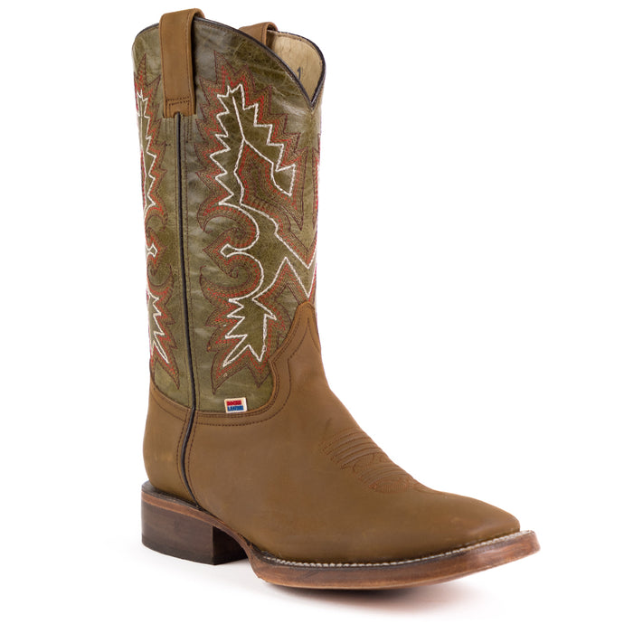 1215 - RockinLeather Men's Tobacco Crazy Horse Western Boot w/Green Upper