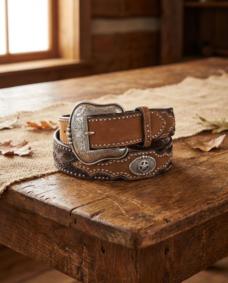 Load image into Gallery viewer, N2481202 - Nocona Men's Brown Hand Tool Engraving Belt
