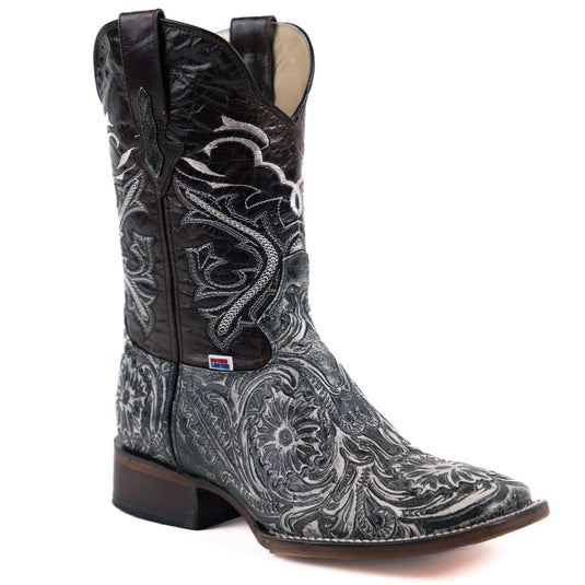 1220 - RockinLeather Men's Sedona Distressed Stamped Cowhide Leather Boot