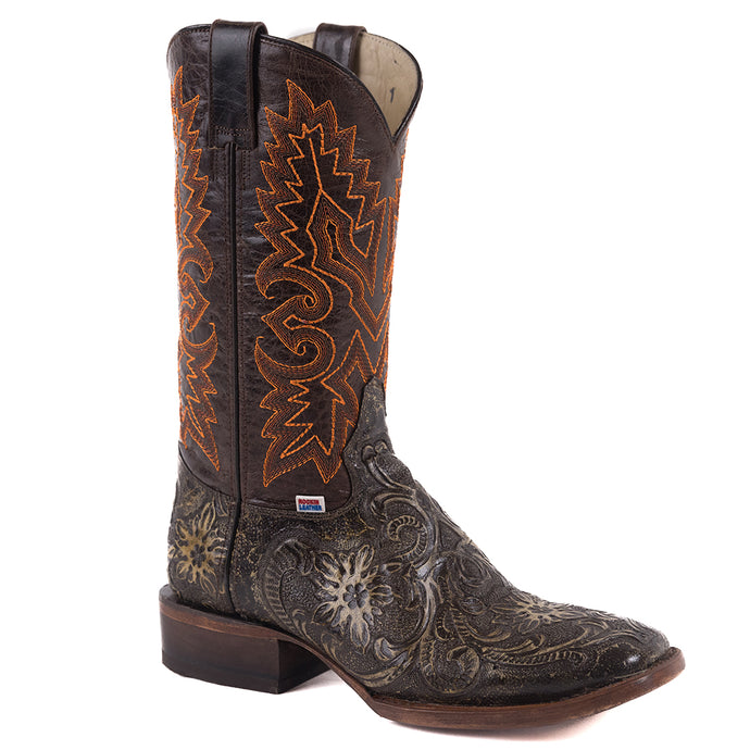 1222 - RockinLeather Men's Kassandra Mezquite Stamped Cowhide Leather Boot