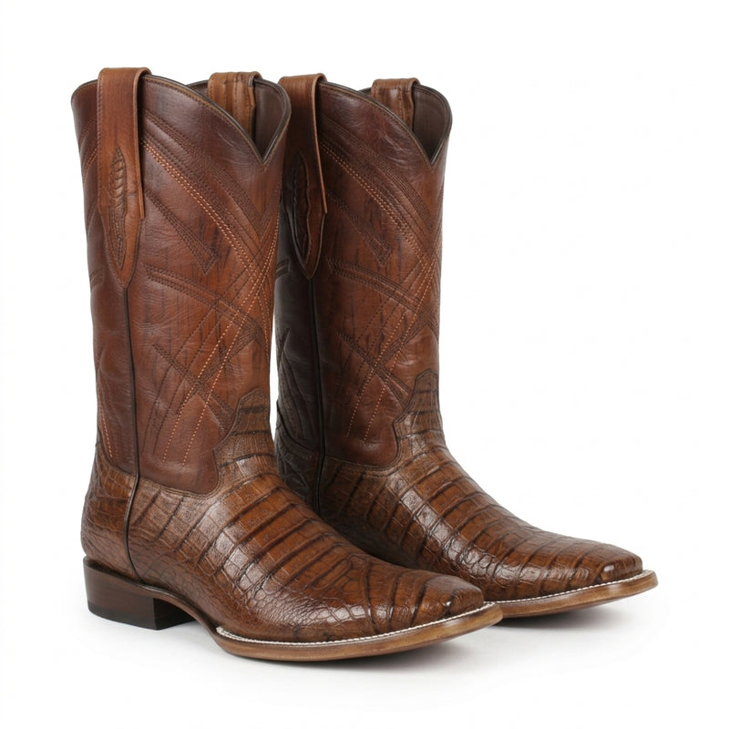 Load image into Gallery viewer, 8008 - RockinLeather Men's Sidney Caiman Square Toe Western Boot
