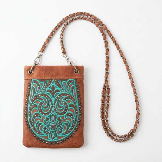 Rainbow Purse 6 - Brown with Teal Design