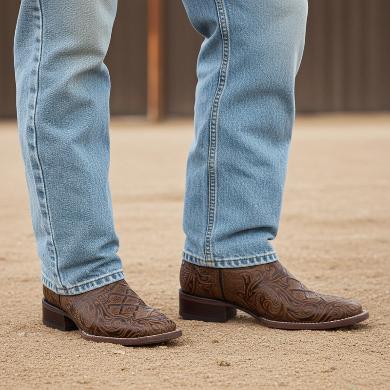 Load image into Gallery viewer, 1229 - RockinLeather Men's Capuccino Stamped Cowhide Leather Boot
