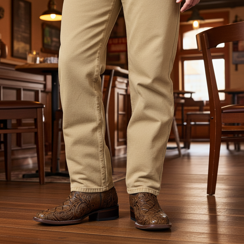 Load image into Gallery viewer, 1229 - RockinLeather Men's Capuccino Stamped Cowhide Leather Boot
