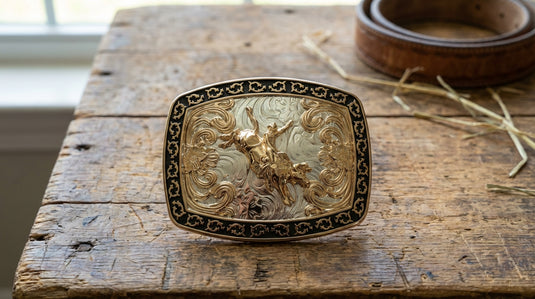AWW22 - Bullrider Buckle With Tooled Design