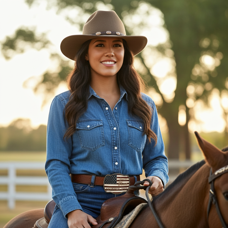 Load image into Gallery viewer, RLB006 - RockinLeather &quot;Small Town Country Girl&quot; Belt Buckle
