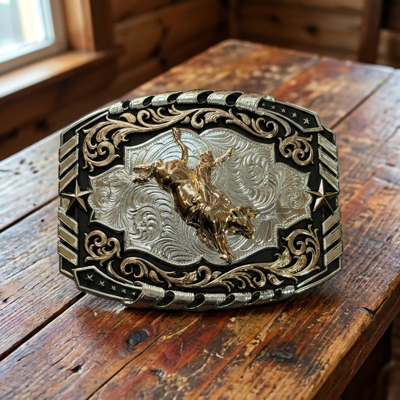 Load image into Gallery viewer, AWW2 - Bullrider 3 Tone Buckle

