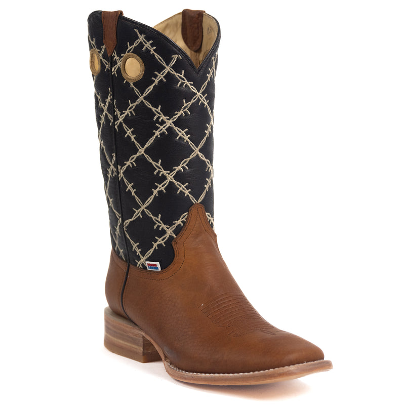 Load image into Gallery viewer, 1240 - RockinLeather Men&#39;s Honey Brown Cowhide Boot W/Barbed Wire Upper
