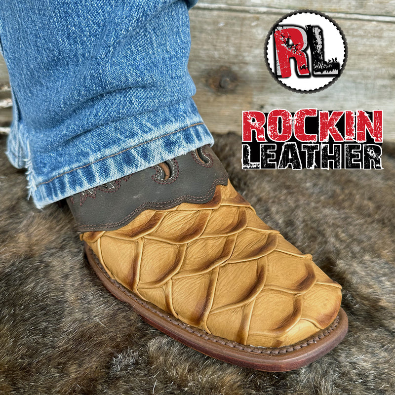 Load image into Gallery viewer, 1244 - RockinLeather Men&#39;s Pirarucu Print Leather Boot W/Overlay
