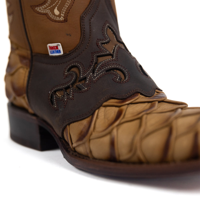 Load image into Gallery viewer, 1244 - RockinLeather Men&#39;s Pirarucu Print Leather Boot W/Overlay
