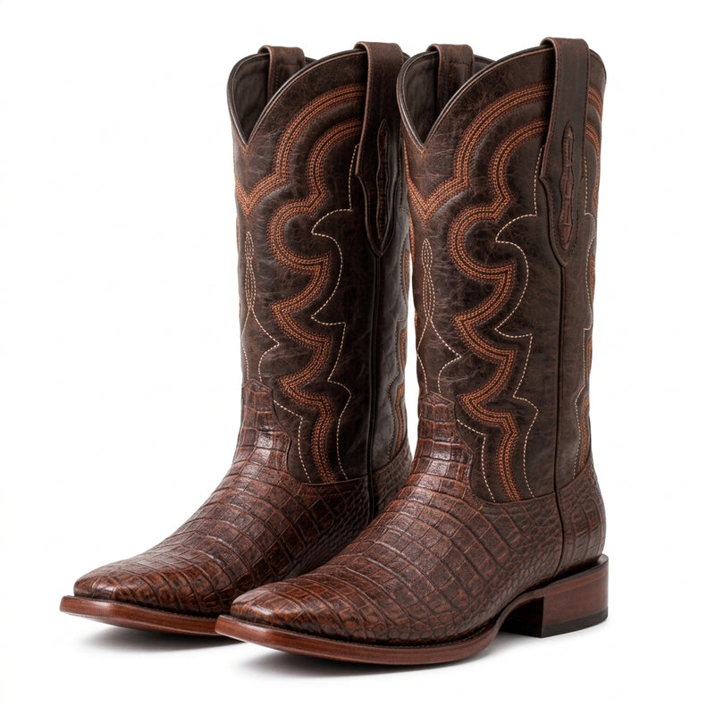 Load image into Gallery viewer, 8033 - RockinLeather Men's Caiman Square Toe Western Boot
