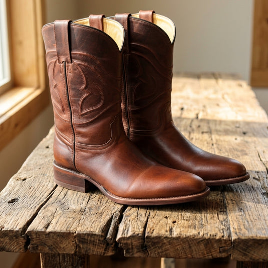1253 - RockinLeather Men's Cognac Goat Roper Boot
