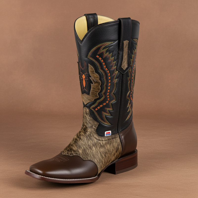 Load image into Gallery viewer, 1249 - RockinLeather Men&#39;s Chocolate Ranch with Cowhair Overlay Western Boot
