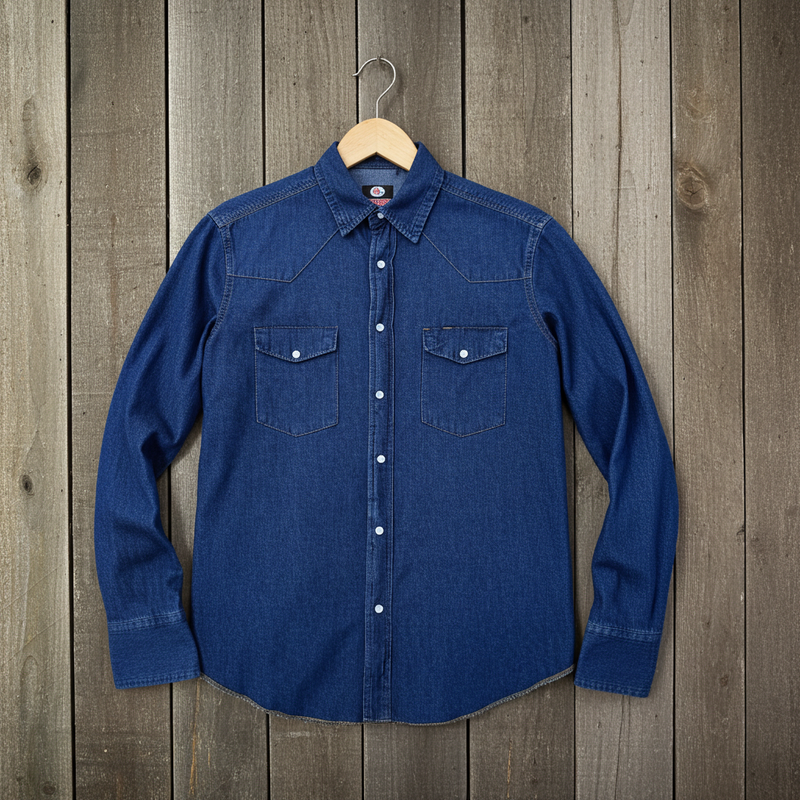 Load image into Gallery viewer, RLLSMS02 - RockinLeather Men&#39;s 7.1 oz Dark Denim Western Shirt
