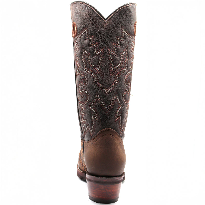 Load image into Gallery viewer, 1254 - RockinLeather Men&#39;s Distressed Brown Narrow Square Toe Western Boot With Overlay
