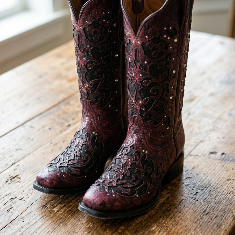 Load image into Gallery viewer, 2817 - RockinLeather Women's Magenta Crater Square Toe Western Boot
