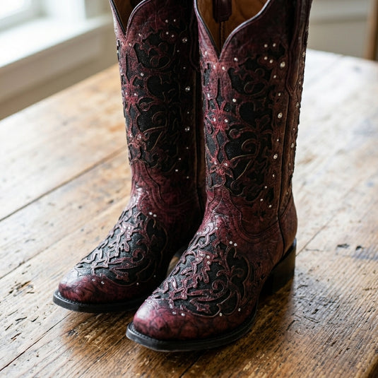 2817 - RockinLeather Women's Magenta Crater Square Toe Western Boot