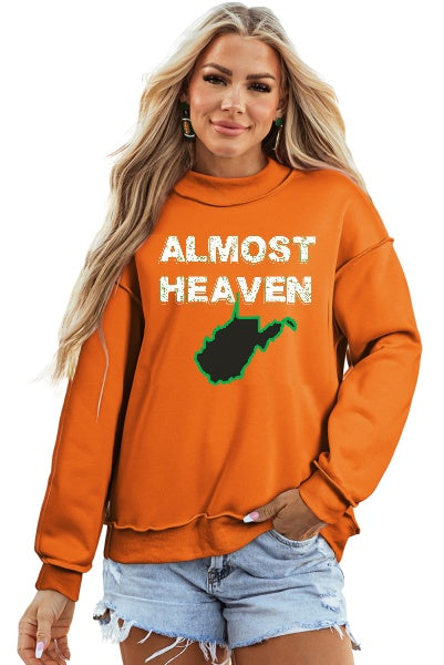 DLLS963 - Ladies Carrot Orange Oversize Drop Shoulder Reversible Mock Neck WV Sweatshirt