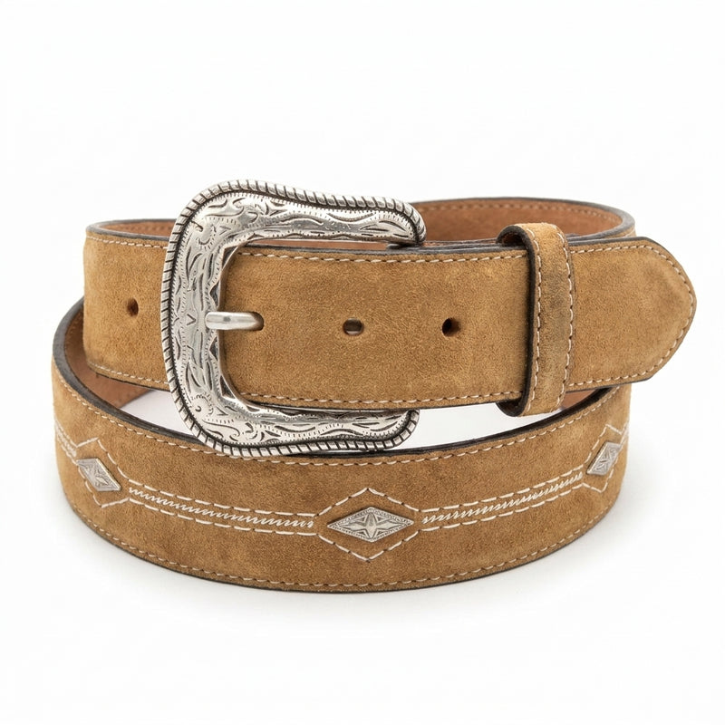 Load image into Gallery viewer, B21 - RockinLeather Brown Belt with Diamond Shape Conchos
