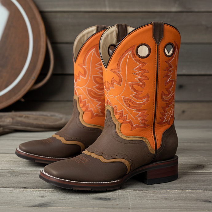 1120 - RockinLeather Men's Square Toe Western Boot With Underlay
