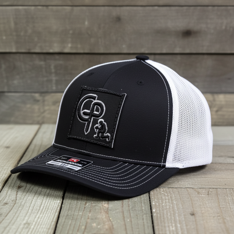 Load image into Gallery viewer, CP114 - Cowboy Prayer 3D Black  Black/White Cap
