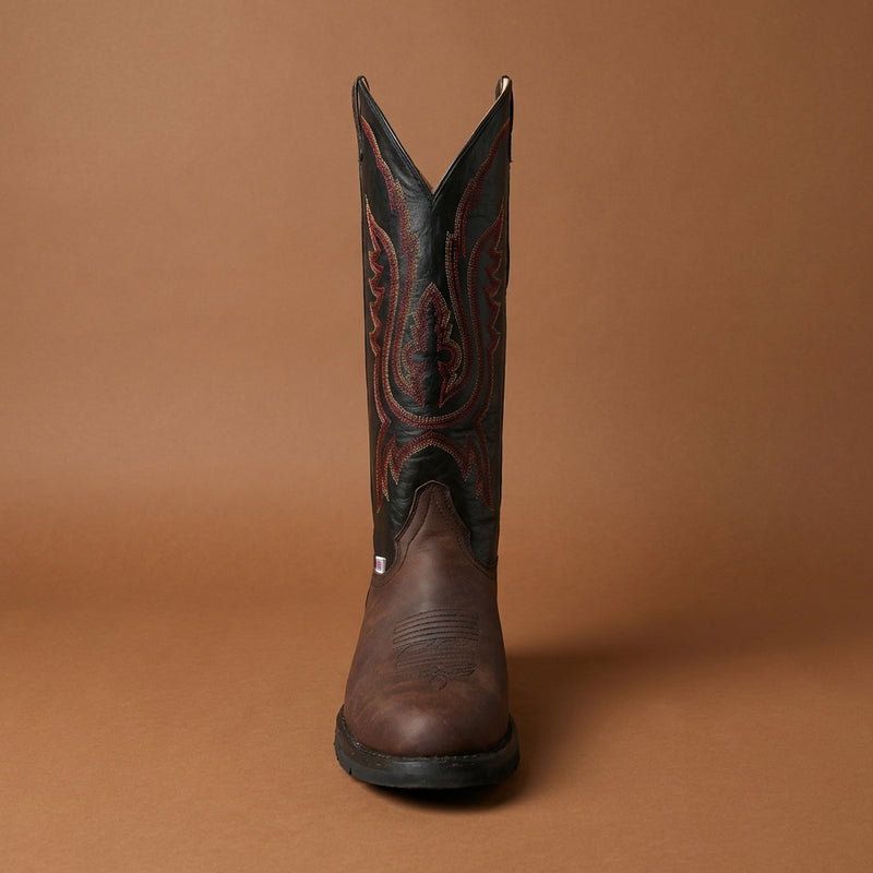 Load image into Gallery viewer, 1256 - RockinLeather Men's R Toe Buckaroo Distressed Brown Western Boot
