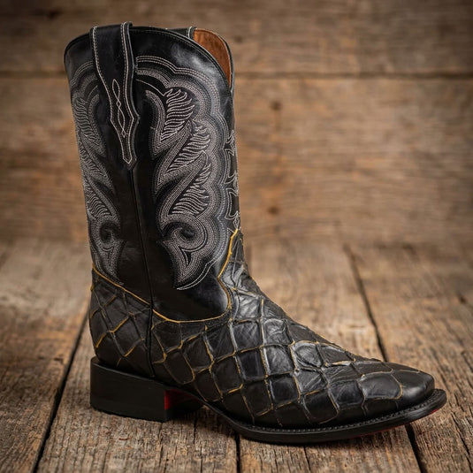 CP1702 - Cowboy Prayer Pirarucu Print W/Yellow Underlay Cowboy Boots