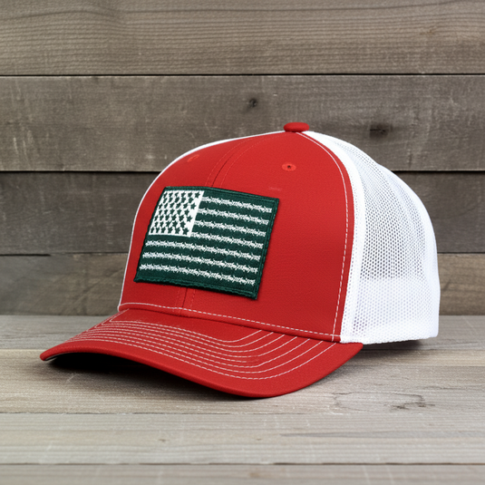 SA134 - Southern Addiction Red/White Barbed Wire Flag Cap