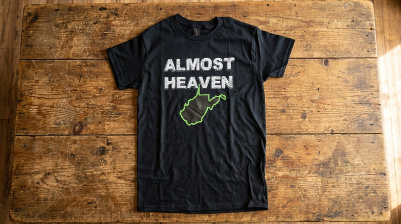 Load image into Gallery viewer, DDT1 - Black "Almost Heaven" WV Short Sleeve T Shirt
