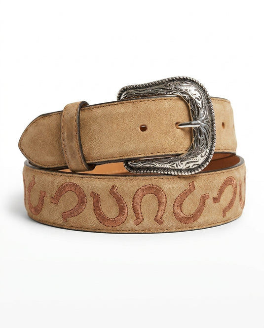 B27 - RockinLeather Brown Belt with Horseshoe Stitching