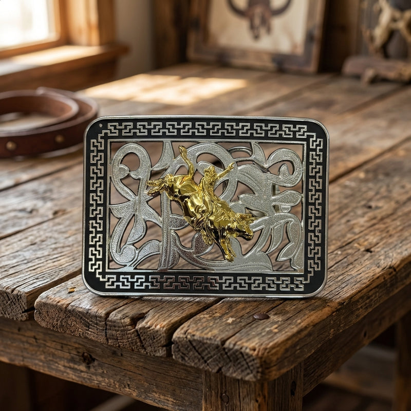 Load image into Gallery viewer, AWW16 - Bullrider Vine Square Buckle
