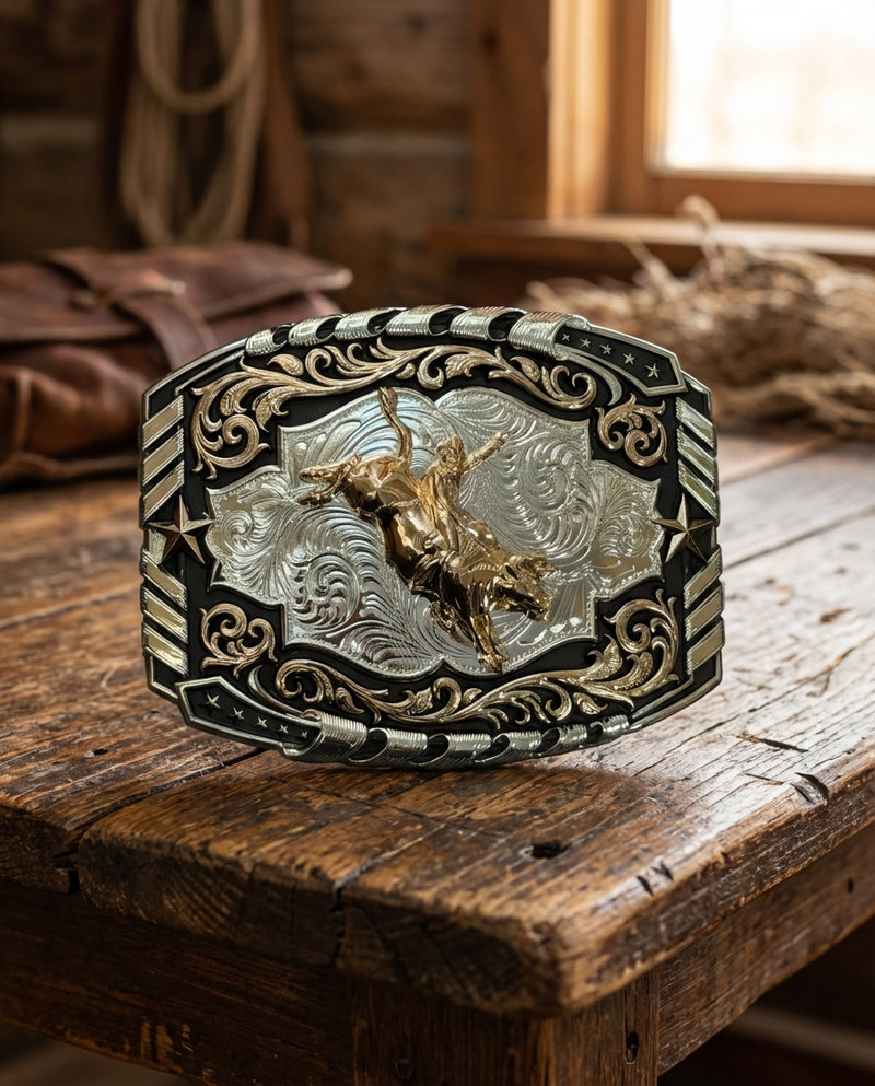Load image into Gallery viewer, AWW2 - Bullrider 3 Tone Buckle
