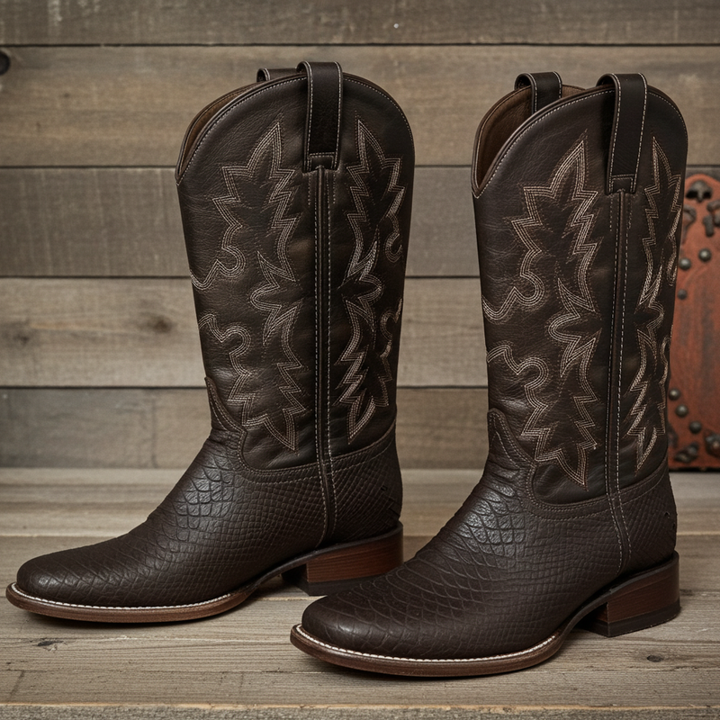 Load image into Gallery viewer, CP5004 - Cowboy Prayer Men&#39;s Chocolate Snake Print Western Boot
