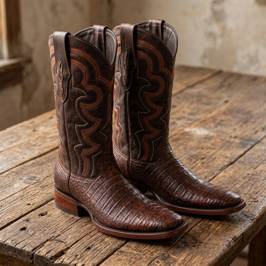 8033 - RockinLeather Men's Caiman Square Toe Western Boot