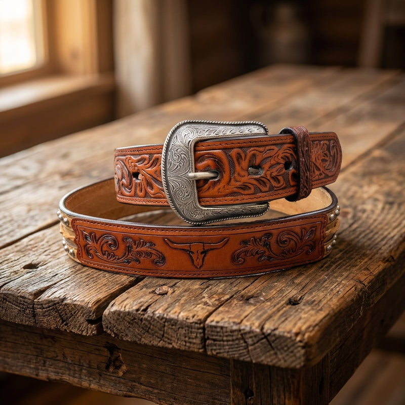 Load image into Gallery viewer, 8944 - 3D Barbwire Inlay Belt with Tooling

