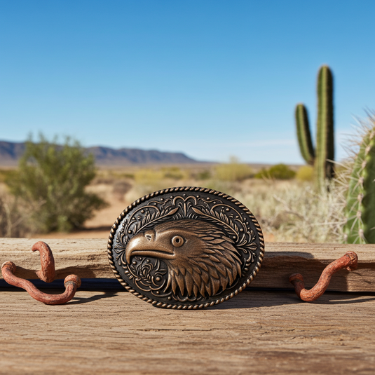 RLB507 - RockinLeather Pewter Eagle Head Belt Buckle
