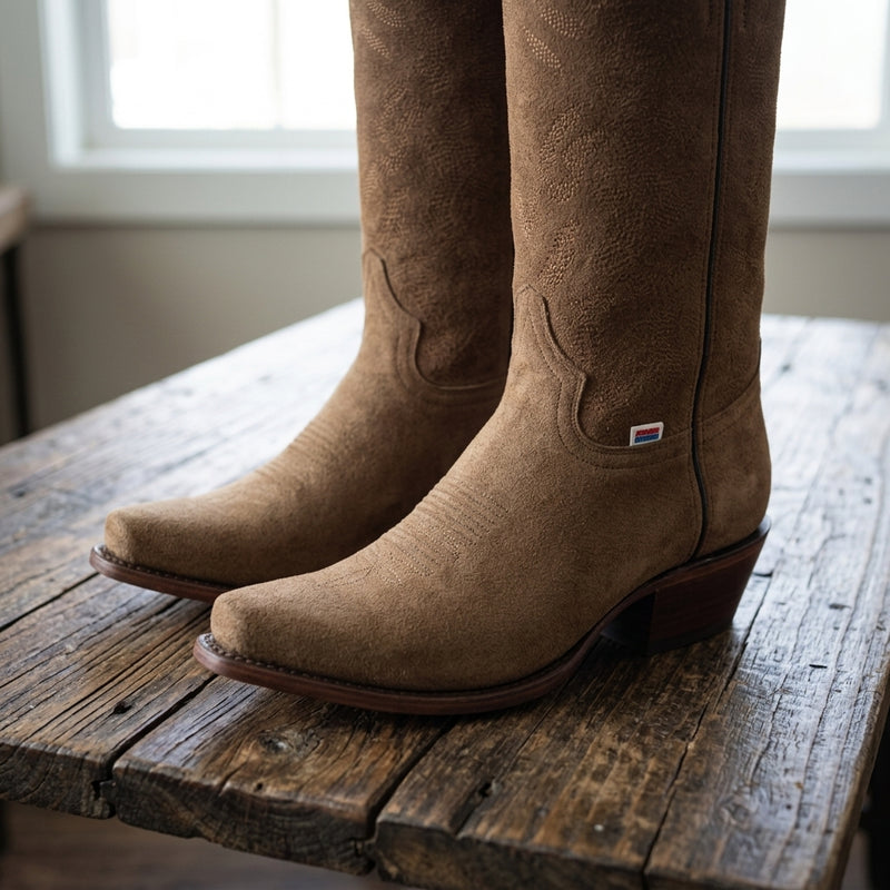 Load image into Gallery viewer, 1226 - RockinLeather Men's Tobacco Suede Narrow Square Toe Western Boot

