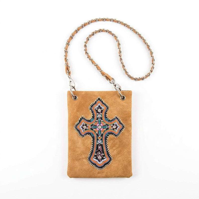 Load image into Gallery viewer, Rainbow Purse 13 - Brown with Cross
