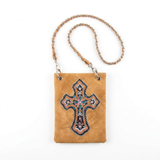 Rainbow Purse 13 - Brown with Cross