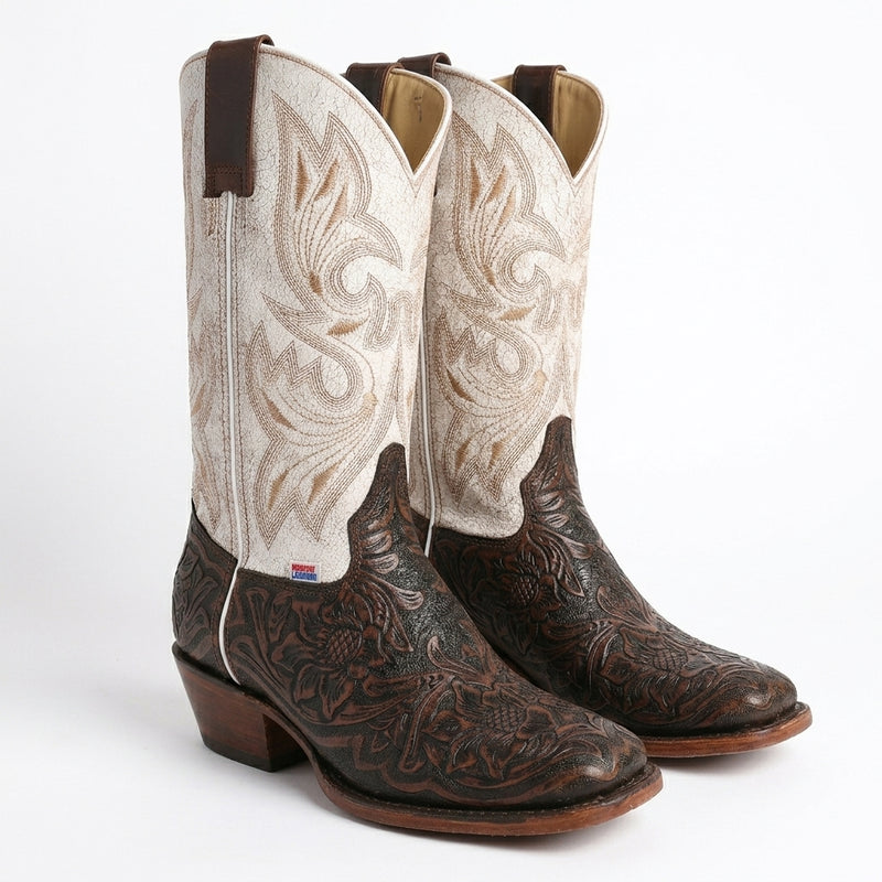 Load image into Gallery viewer, 2200 - RockinLeather Women's Floral Leather Stamped Western Boot
