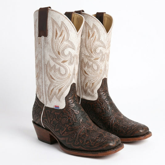 2200 - RockinLeather Women's Floral Leather Stamped Western Boot