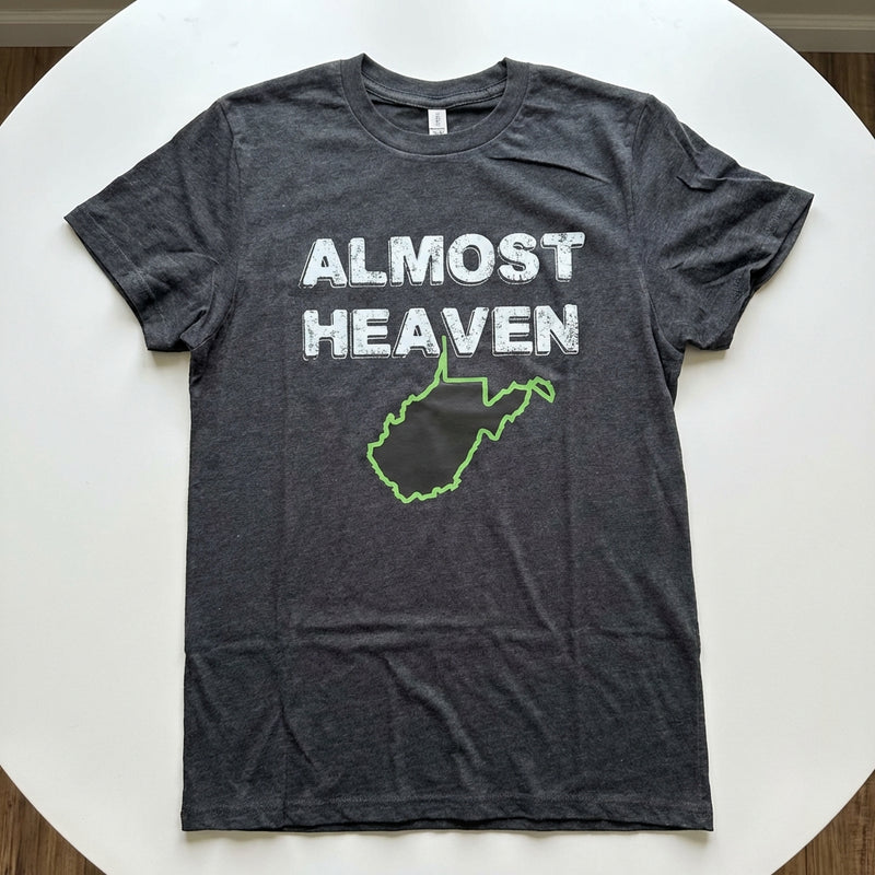 Load image into Gallery viewer, DDT2 - Dark Heather Grey "Almost Heaven" WV Short Sleeve T Shirt
