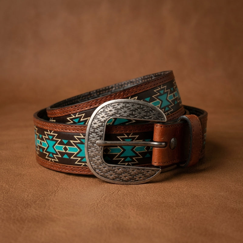 Load image into Gallery viewer, 24069BE1 - Red Dirt Hat Company Men's Blue Aztec Belt
