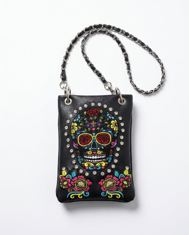 Load image into Gallery viewer, Rainbow Purse 2 - Black Sugar Skull
