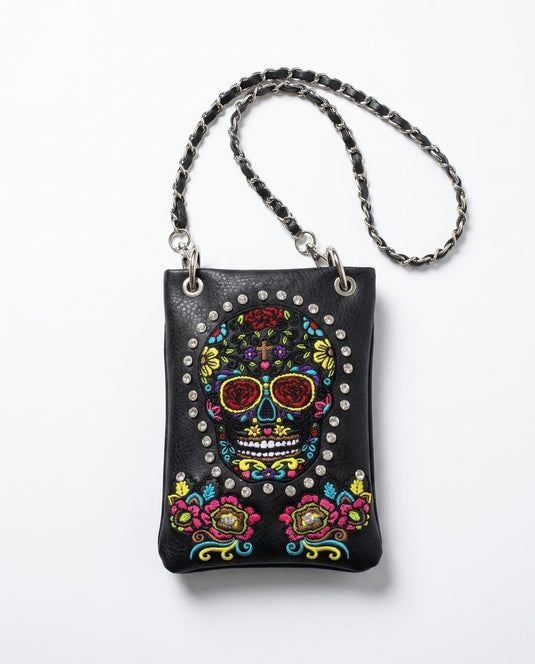 Rainbow Purse 2 - Black Sugar Skull