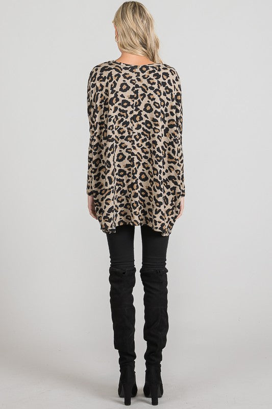 Load image into Gallery viewer, MOATSHT6 - Ladies Hacci Brushed Animal Print Top
