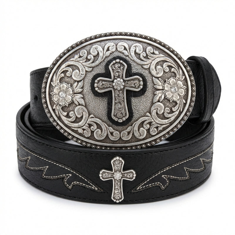 Load image into Gallery viewer, A1512201 - Ariat Black Belt with Cross Buckle
