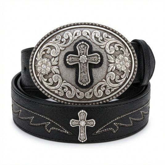 A1512201 - Ariat Black Belt with Cross Buckle