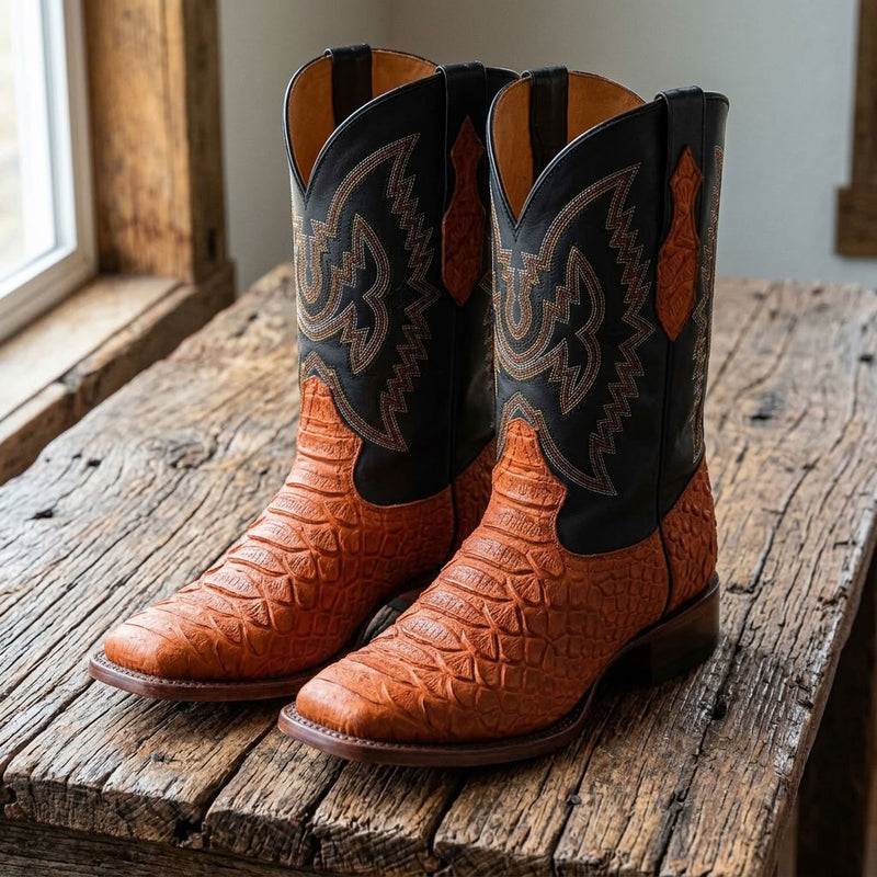 Load image into Gallery viewer, CP1704 - Cowboy Prayer Hand Crafted Rust Brown Python Print Cowboy Boot
